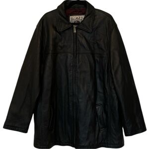 Urban Cowboy Vintage Leather Jacket Black Zip Front Retro Western Biker Size XL